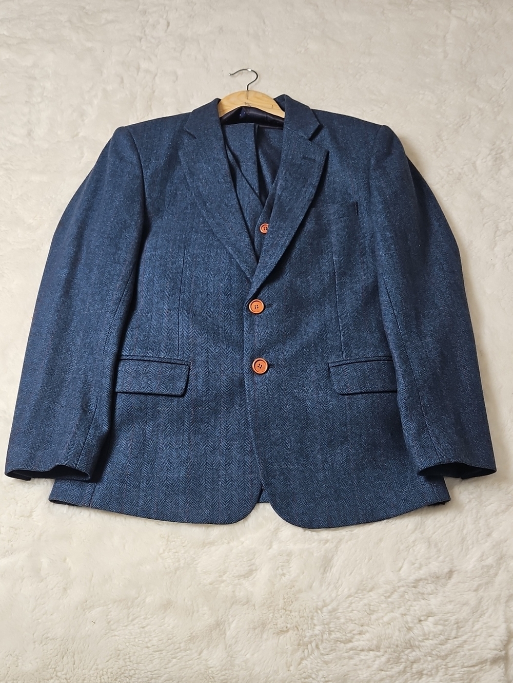 Mens Custom Navy 3 Piece Suit